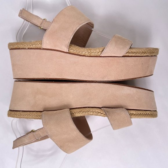 Alice and Olivia Anastasia Blush Pink Suede Platform Espadrille Sandals Size 40 - Picture 7 of 10